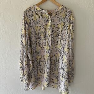 LIZ CLAIBORNE | Womens Button Front Light Flowy Tunic Size 2X Relaxed Fit Career